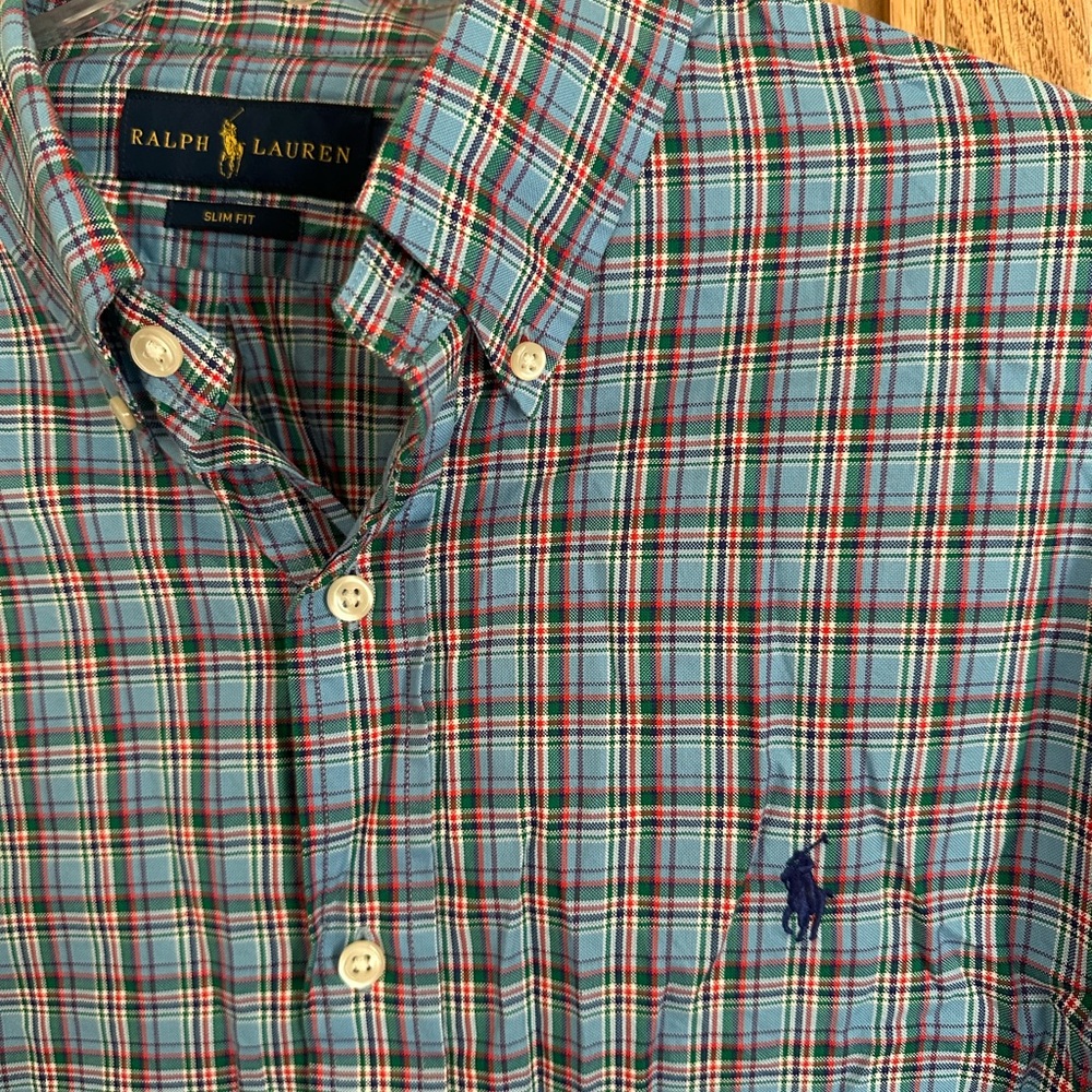 Ralph Lauren Blue and Red Casual Button Down Shirt